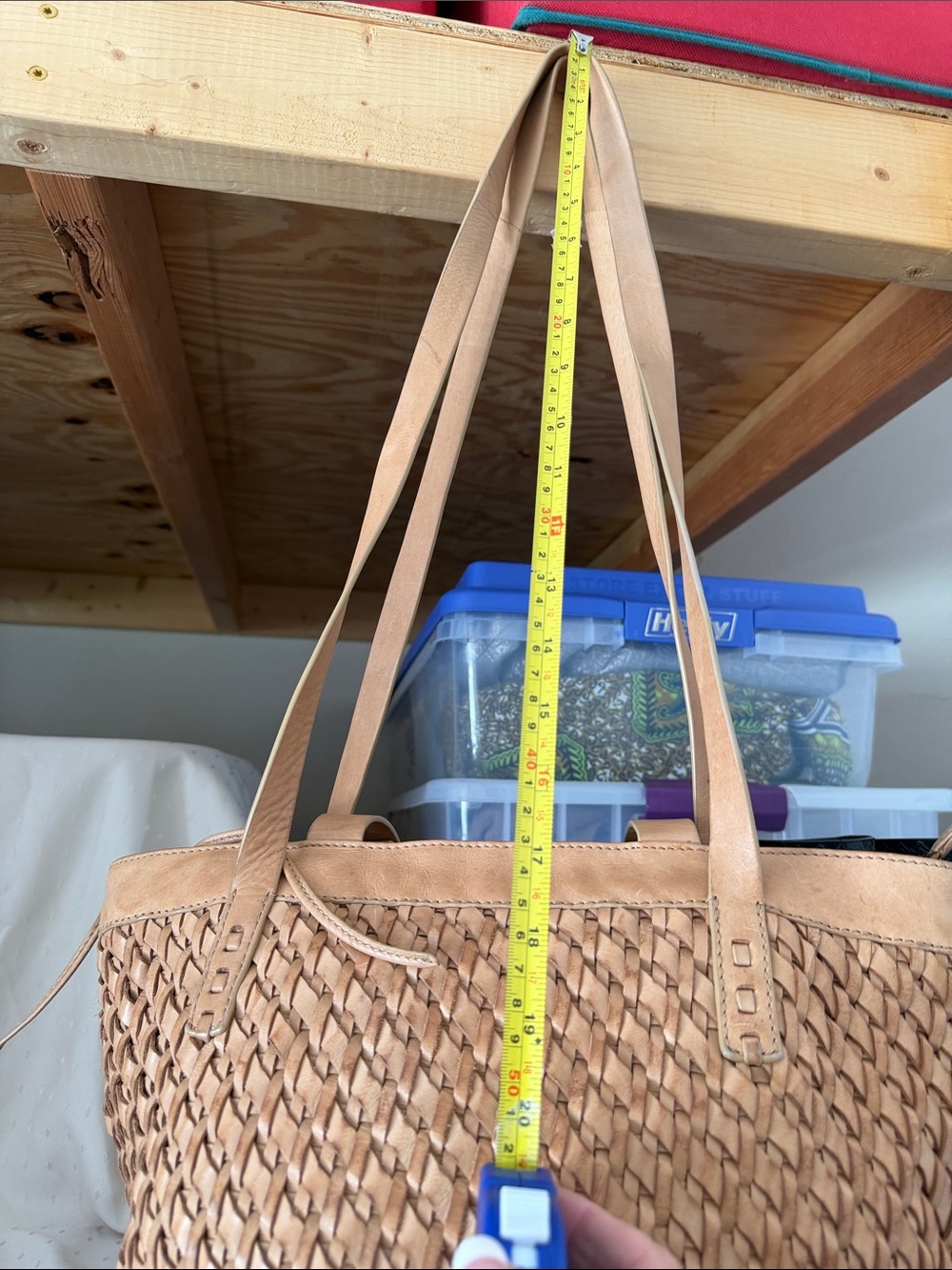 Woven Leather Tote Bag in Tan - Picture 11 of 11